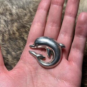 Vintage sterling silver Mexican/Taxco dolphin brooch